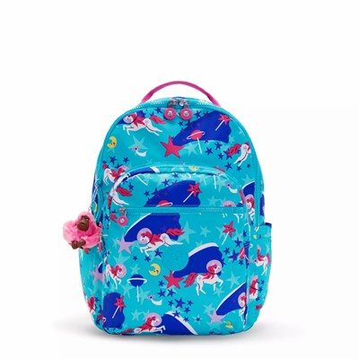 Mochilas Grandes Kipling Seoul Large Printed 15" Laptop Mujer Azules | NTFK-21549