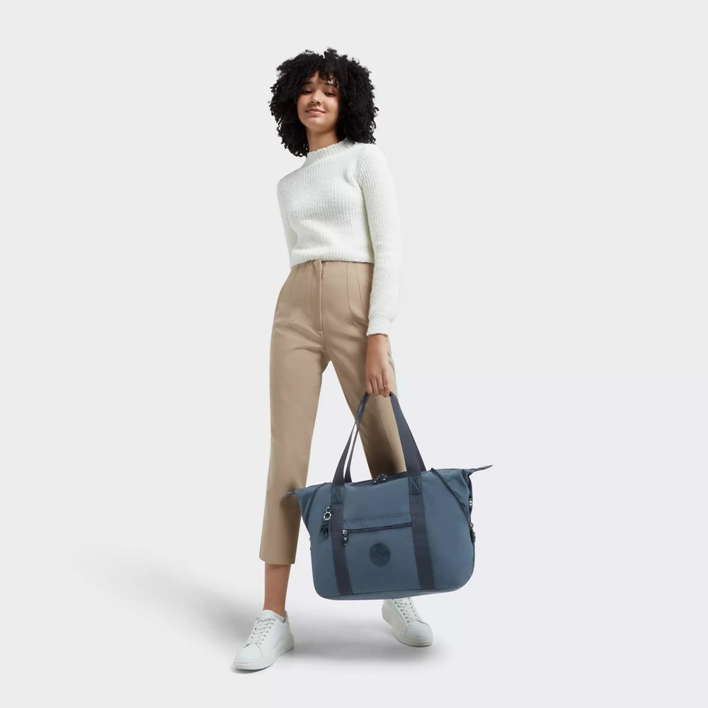 Bolso Tote Kipling Art Medium Mujer Azul Marino Gris | URGJ-97358