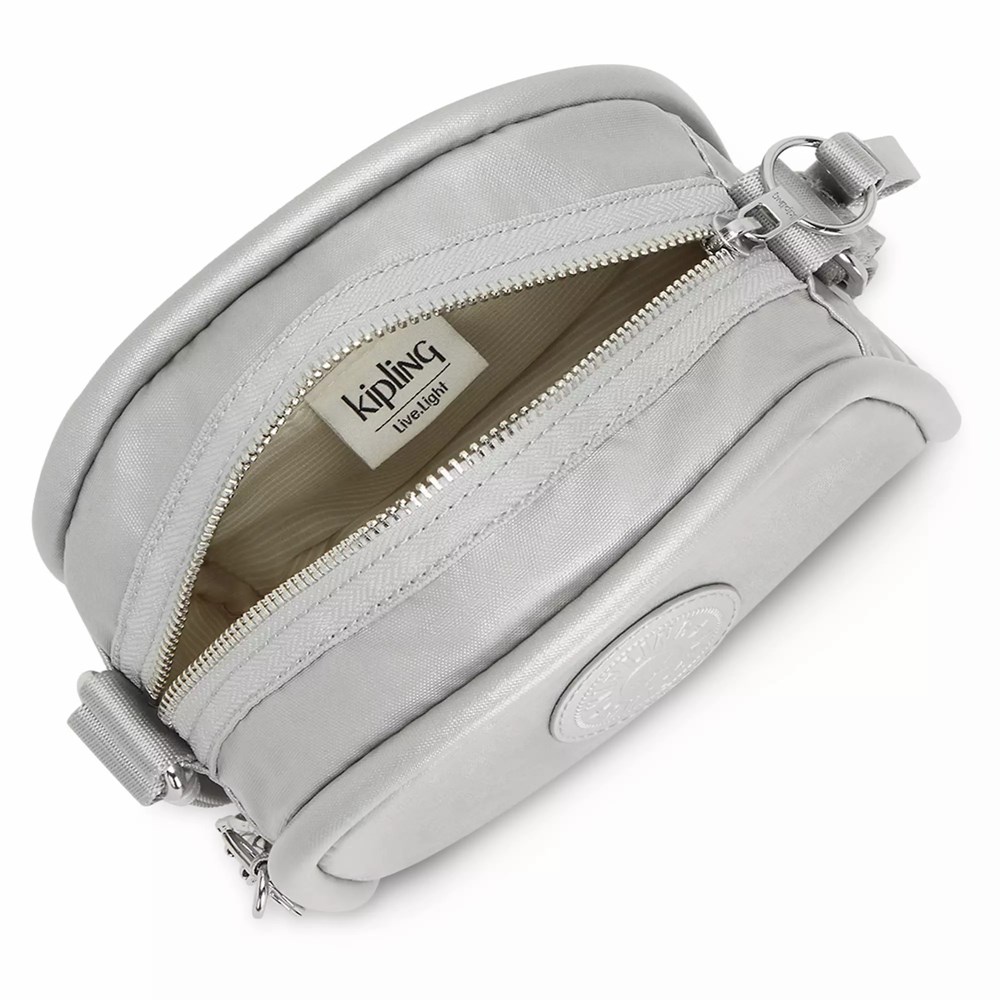 Bolsos Cruzados Kipling Jesper Metallic Mujer Metal Claro | NHBC-27348