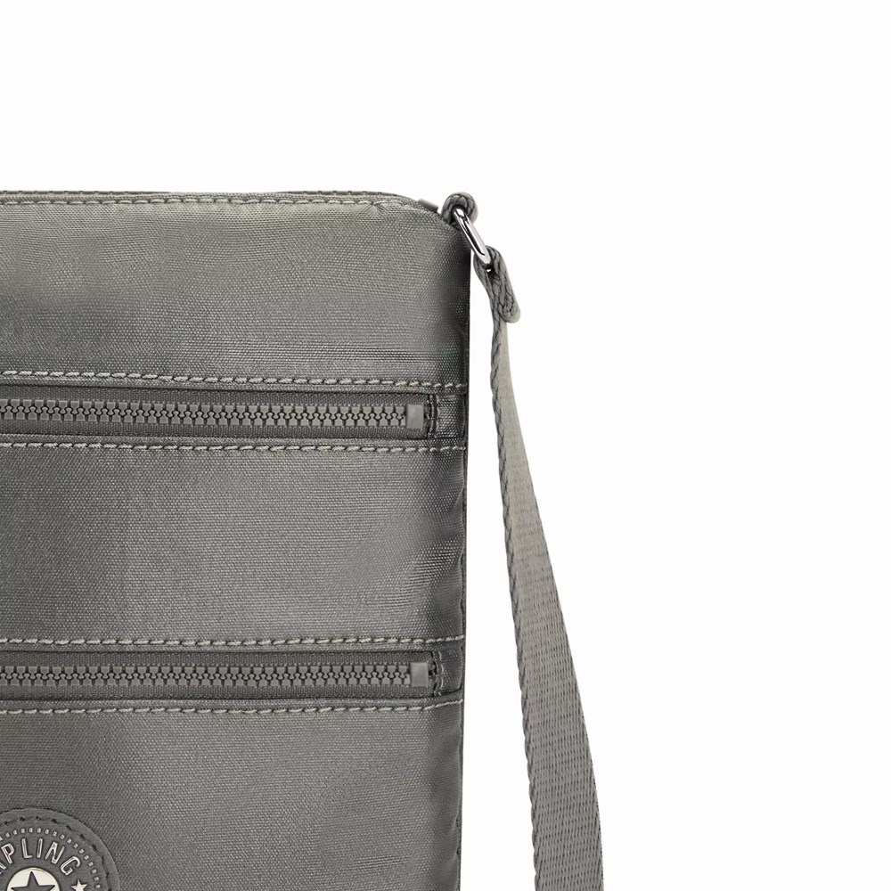 Bolsos Cruzados Kipling Keiko Metallic Crossbody Mujer Gris Metal | IQPJ-26384