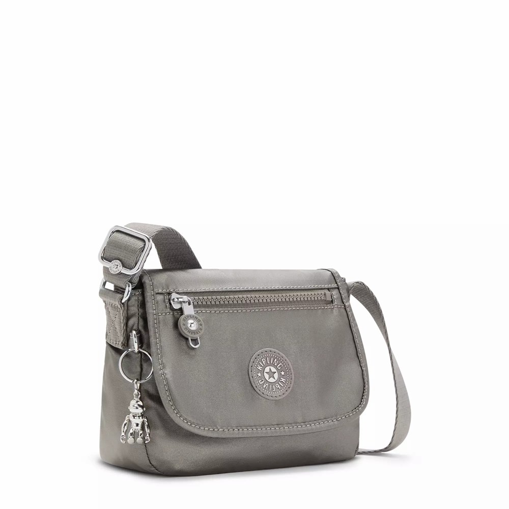 Bolsos Cruzados Kipling Sabian Metallic Crossbody Mujer Gris Metal | SHBA-25194