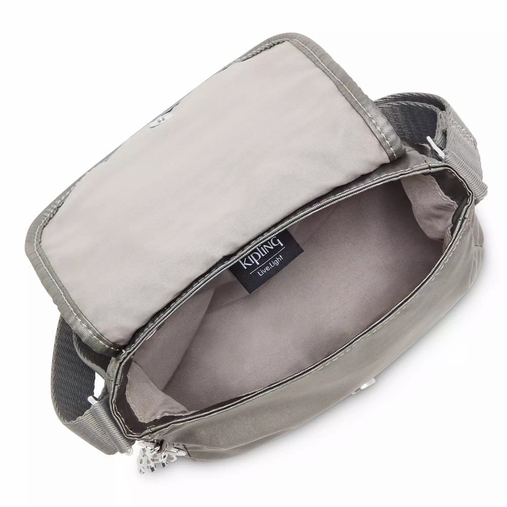 Bolsos Cruzados Kipling Sabian Metallic Crossbody Mujer Gris Metal | SHBA-25194