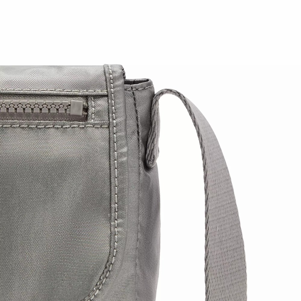 Bolsos Cruzados Kipling Sabian Metallic Crossbody Mujer Gris Metal | SHBA-25194