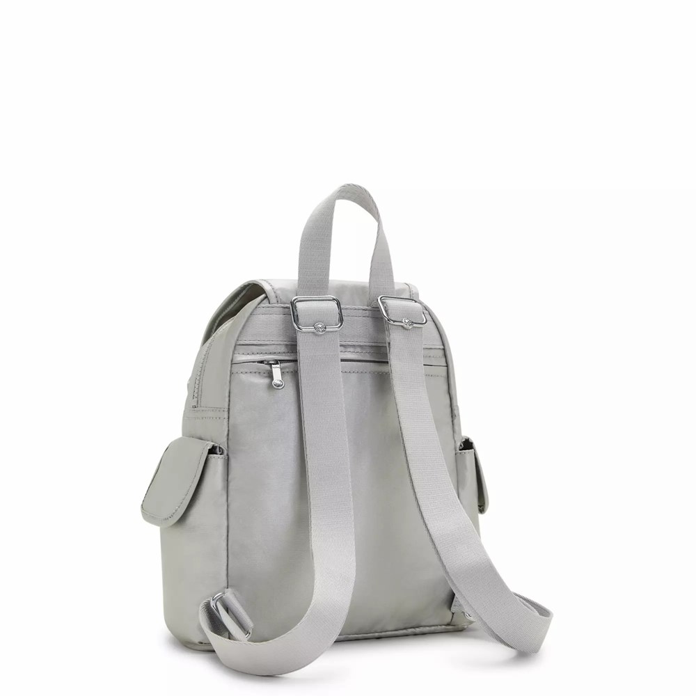 Mini Mochilas Kipling City Pack Mini Metallic Mujer Metal Claro | DQEY-90513