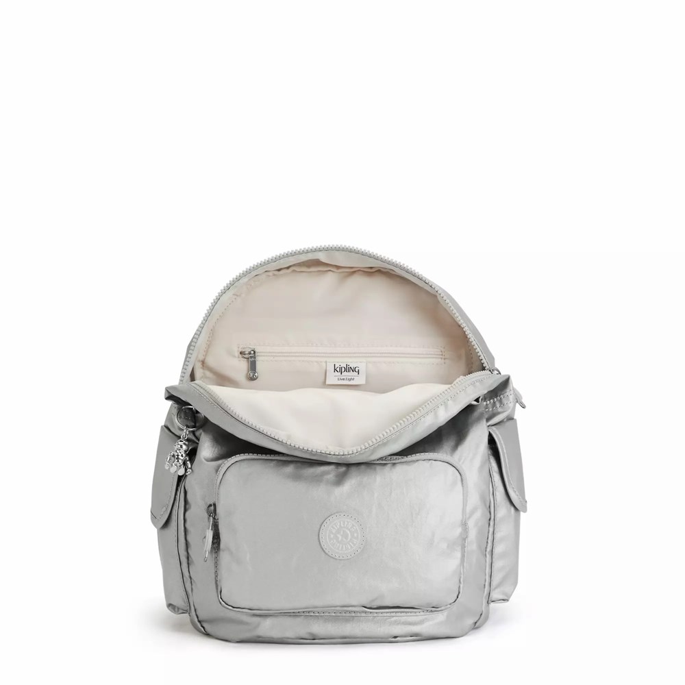 Mini Mochilas Kipling City Pack Small Metallic Mujer Metal Claro | FDVW-68497