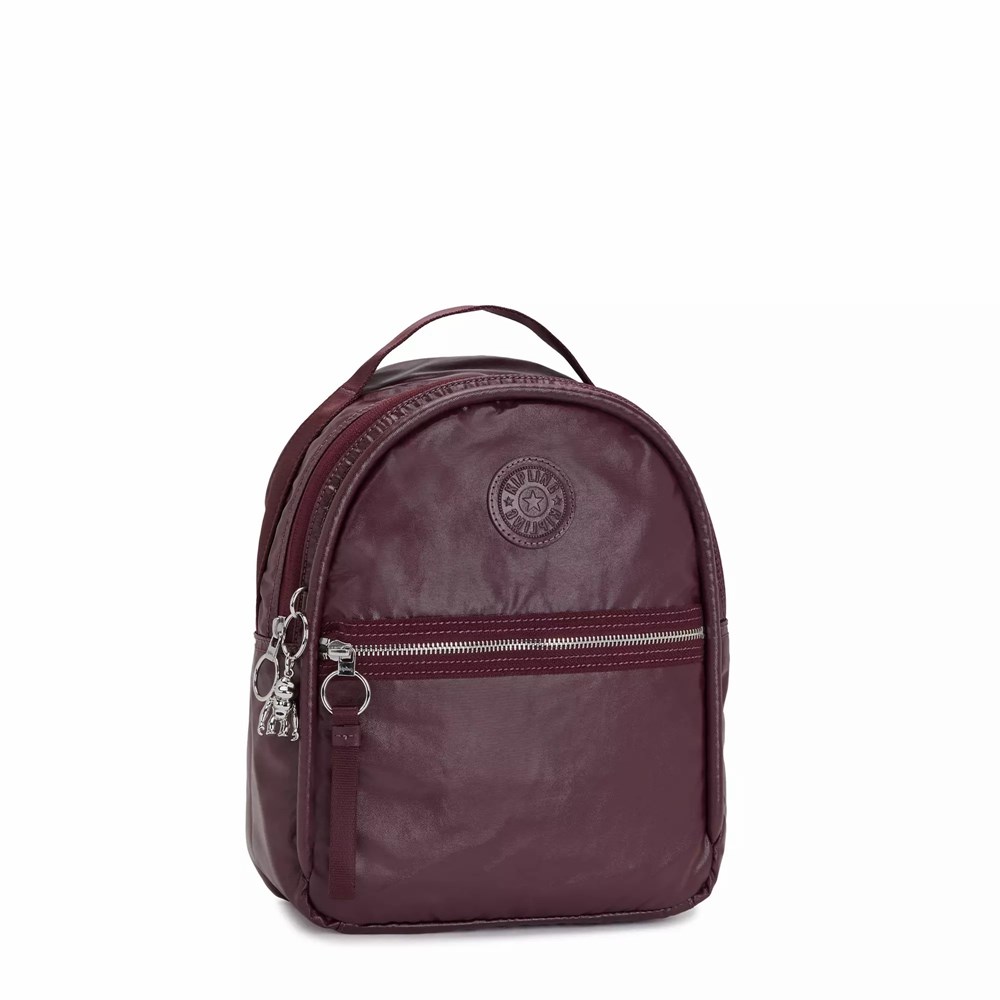 Mini Mochilas Kipling Kae Metallic Mujer Burdeos Metal | FHBX-61394