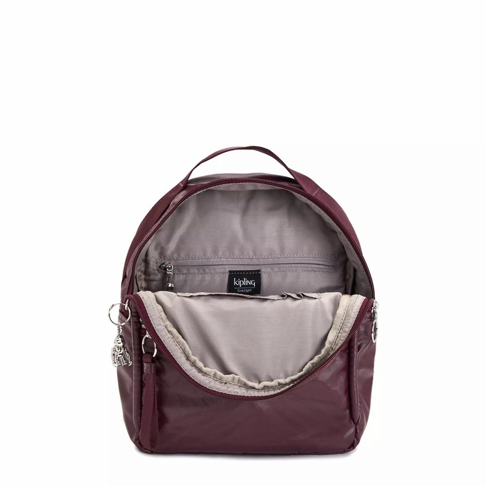 Mini Mochilas Kipling Kae Metallic Mujer Burdeos Metal | FHBX-61394