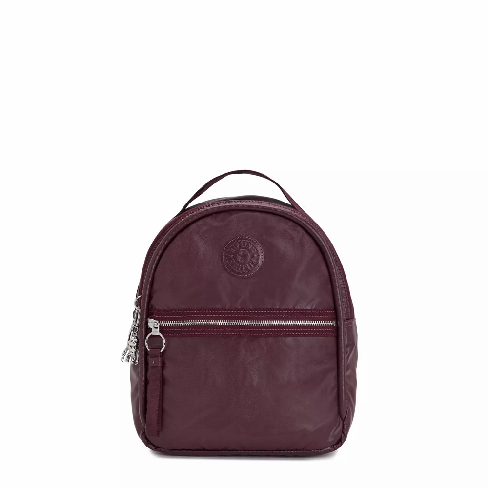 Mochilas De Moda Kipling Kae Metallic Mujer Burdeos Metal | GQTS-76320