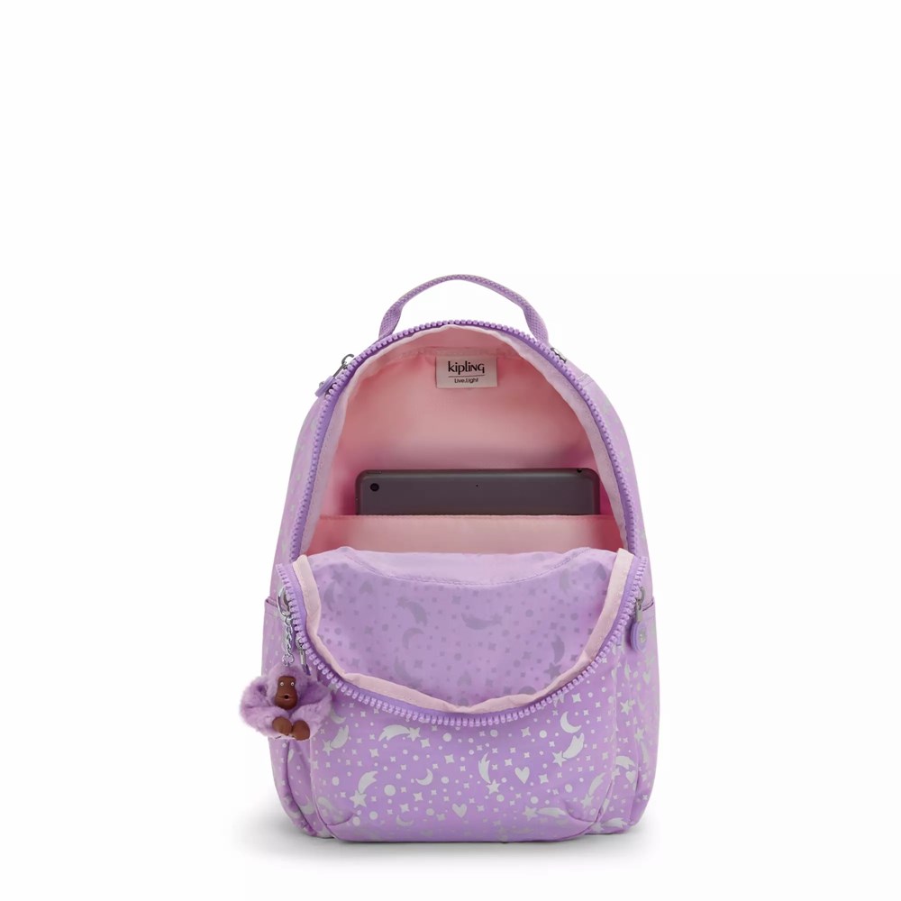 Mochilas De Moda Kipling Seoul Small Printed Mujer Metal | WXPU-13205