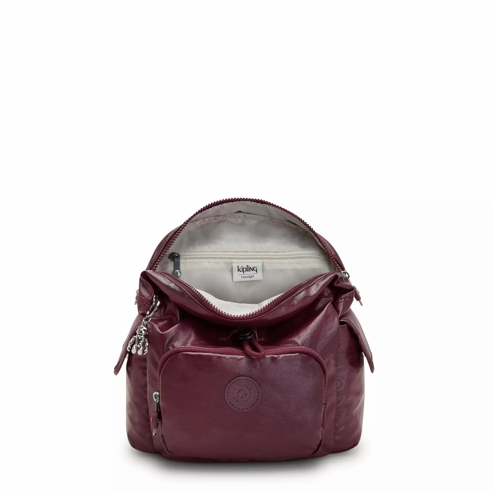 Mochilas Kipling City Pack Mini Metallic Mujer Burdeos | MVYL-08725